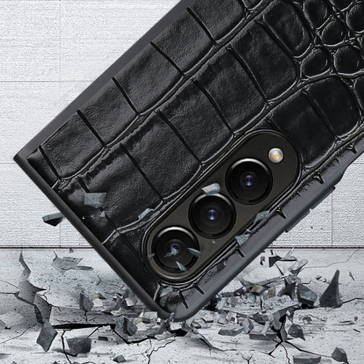 For Samsung Galaxy Z Fold3 5G VIETAO Crocodile Texture PU Leather Phone Case(Red)