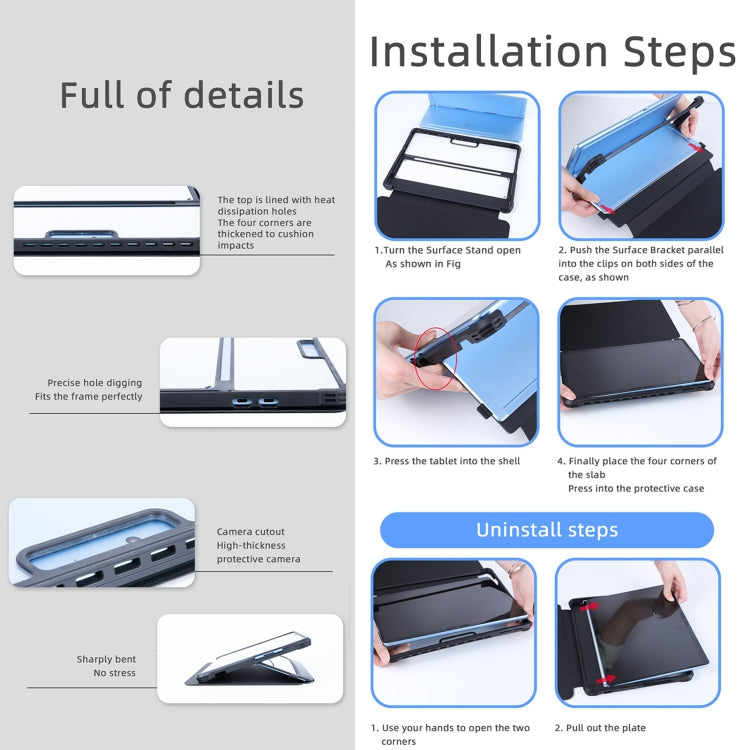 Conjoined Acrylic Leather Tablet Case, For Microsoft Surface Pro 9 / 10 / 11