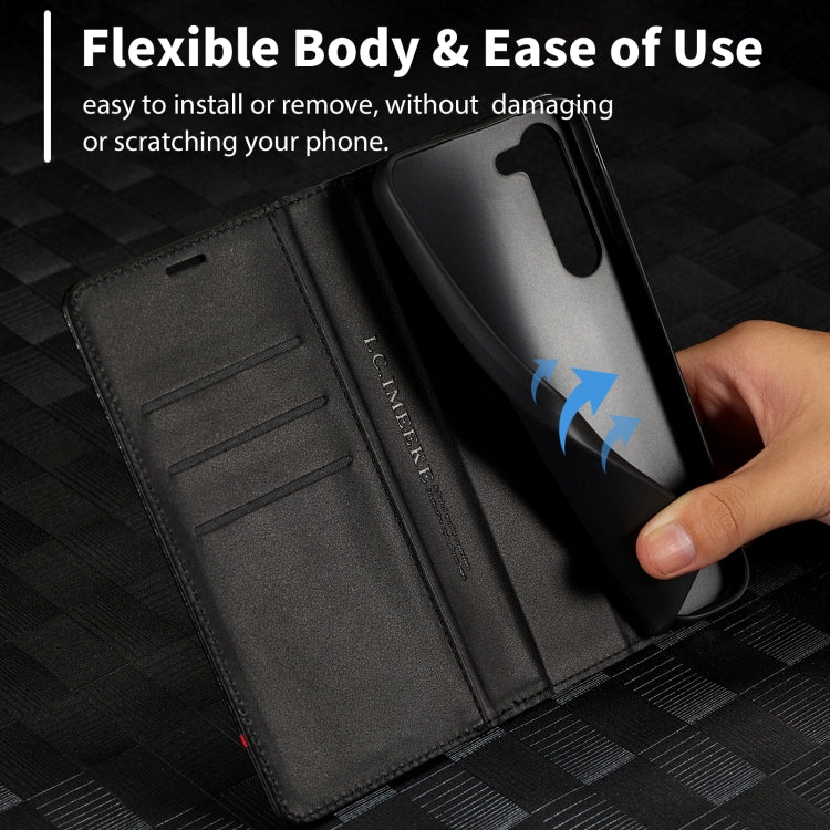 For Samsung Galaxy S25+ 5G LC.IMEEKE Carbon Fiber Leather Phone Case(Horizontal Black)