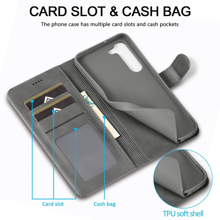 For Samsung Galaxy S25+ 5G LC.IMEEKE Calf Texture Leather Phone Case(Grey)