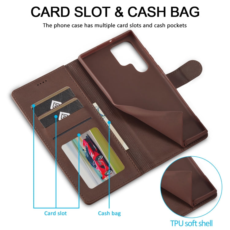 For Samsung Galaxy S25 Ultra 5G LC.IMEEKE Calf Texture Leather Phone Case(Coffee)