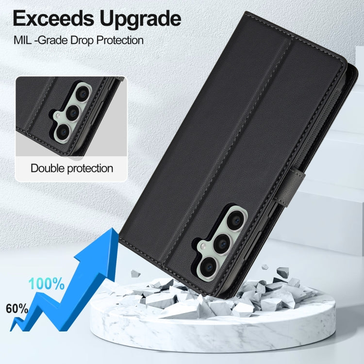 For Samsung Galaxy A55 5G LC.IMEEKE L2 Series Detachable Magsafe PU Phone Case with Lanyard(Black)