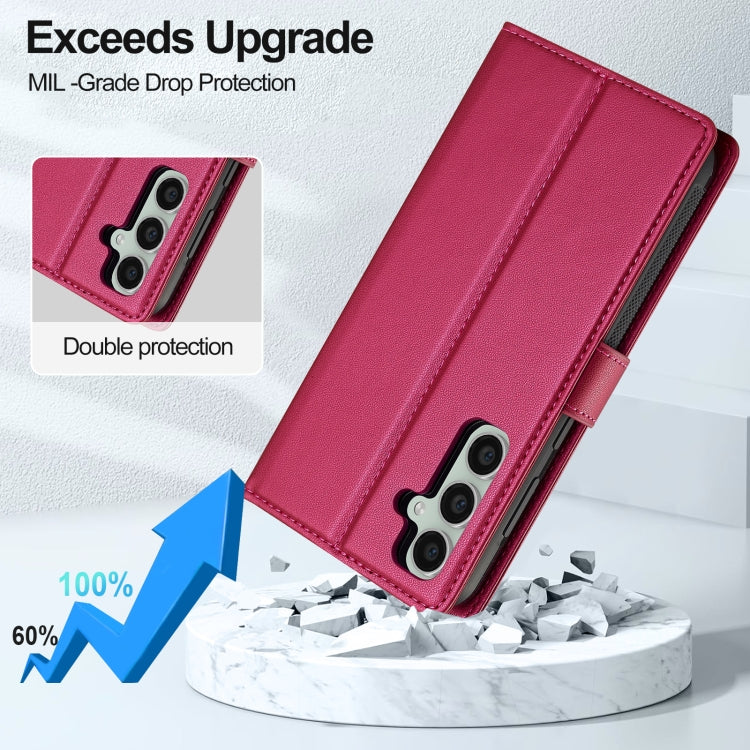 For Samsung Galaxy A55 5G LC.IMEEKE L2 Series Detachable Magsafe PU Phone Case with Lanyard(Red)