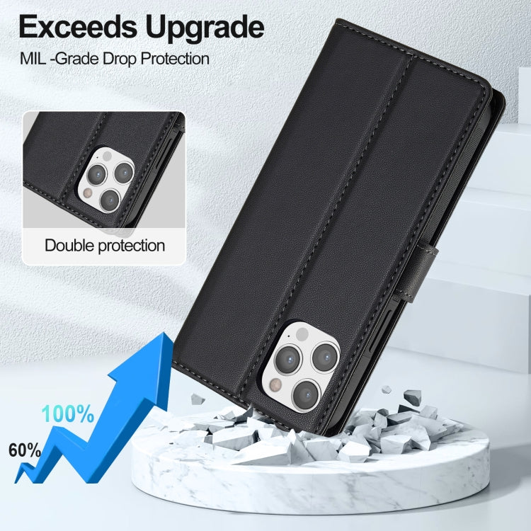 For iPhone 14 Pro Max LC.IMEEKE L2 Series Detachable Magsafe PU Phone Case with Lanyard(Black)