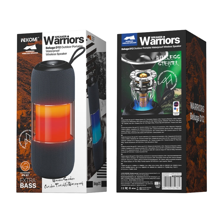 WK Beluga D12 Warrior Outdoor Waterproof Portable Bluetooth Speaker(Black)