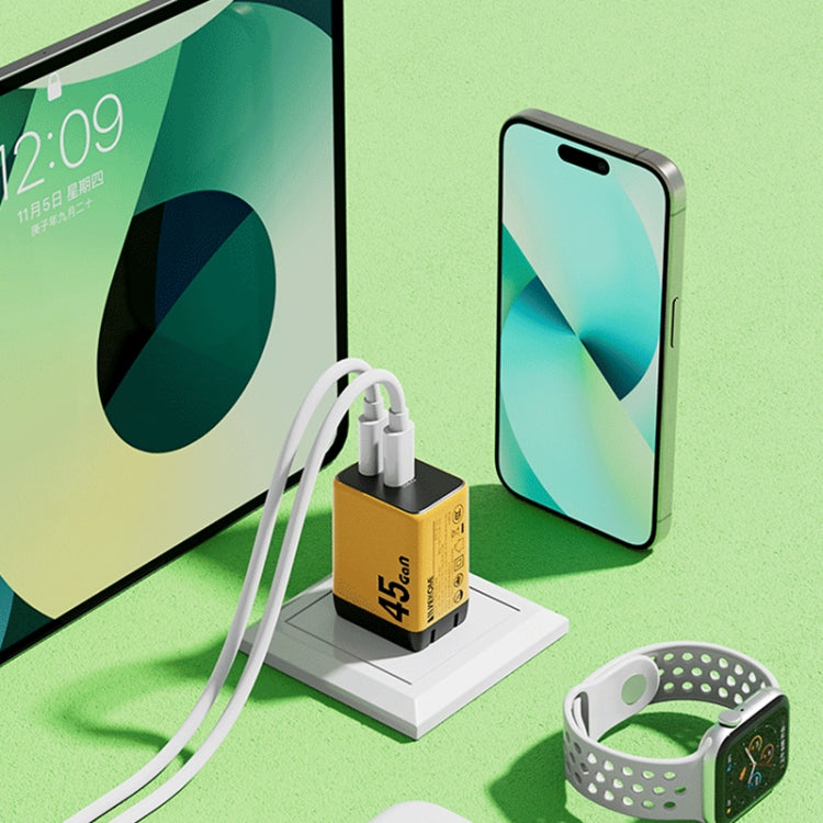 WK WP-U33 45W USB-C / Type-Cx2 GaN Fast Charger, Plug Type:EU Plug(Green)