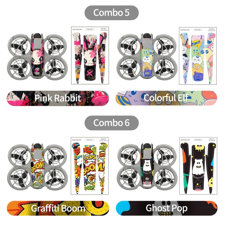 For DJI Neo 2pcs Combo Drone Body Protective Stickers(Green Hat Man + Cute Ducks)