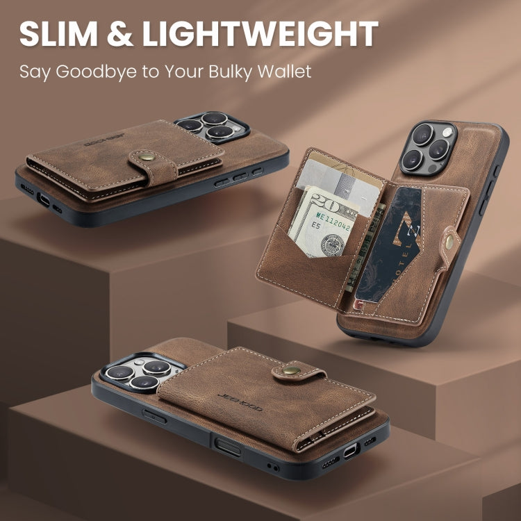 For iPhone 16 Pro Max JEEHOOD J01 Retro Magnetic Detachable Wallet Phone Case(Brown)