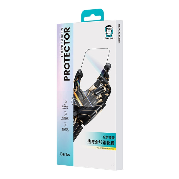 For iPhone 16 Plus Benks Black Gold Series 3D Heat Bending Full Glue Full Coverage HD Tempered Film