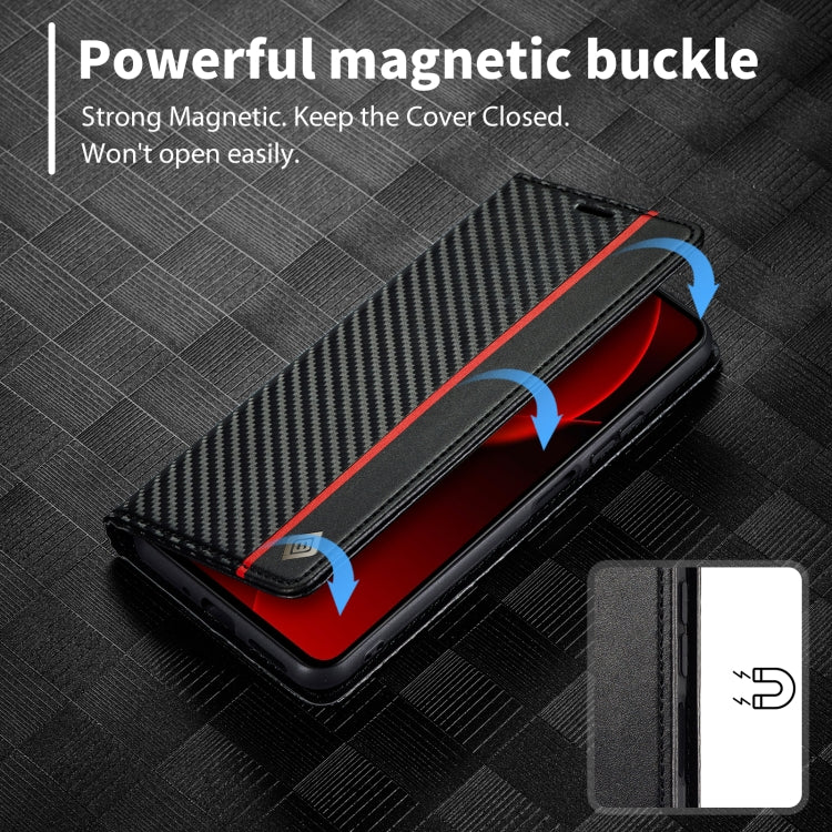 For Xiaomi 14T Pro LC.IMEEKE Carbon Fiber Texture Flip Leather Phone Case(Vertical Black)