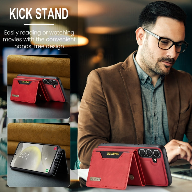 For Samsung Galaxy S24 FE 5G DG.MING M2 Series 3-Fold Multi Card Bag + Magnetic Phone Case(Red)