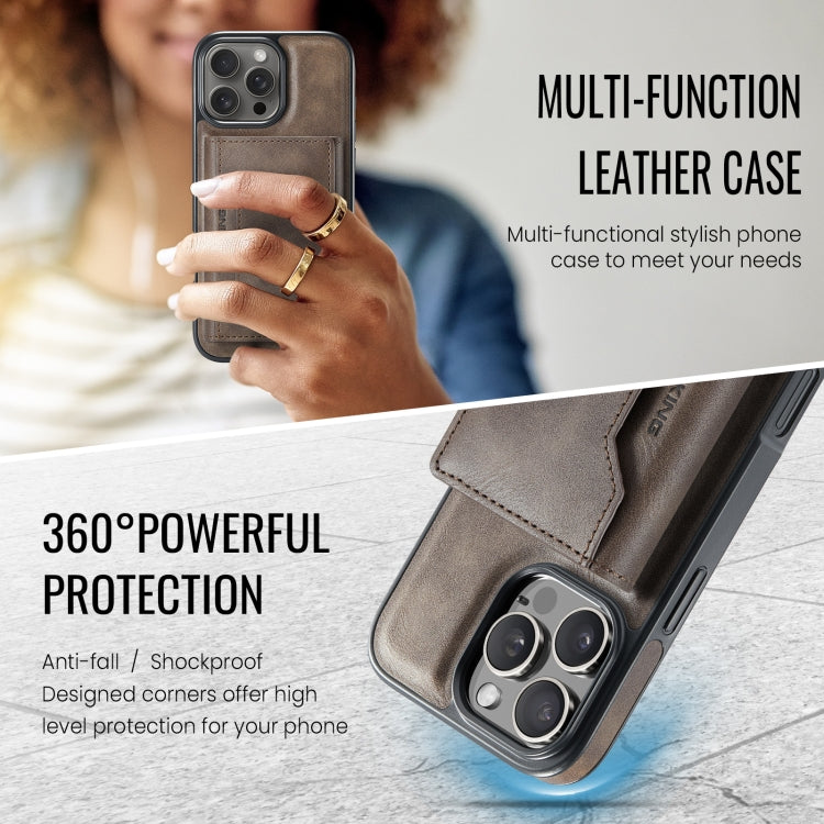 For iPhone 16 Pro MAGKING K2 Series MagSafe RFID Card Bag Detachable Phone Case(Coffee)