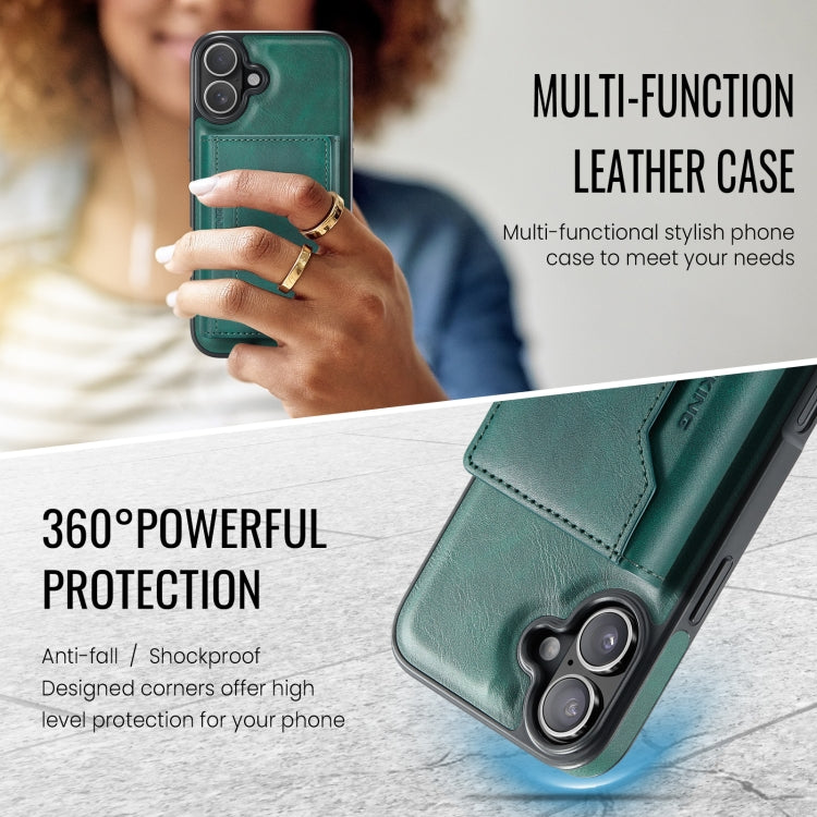 For iPhone 16 Plus MAGKING K2 Series MagSafe RFID Card Bag Detachable Phone Case(Green)