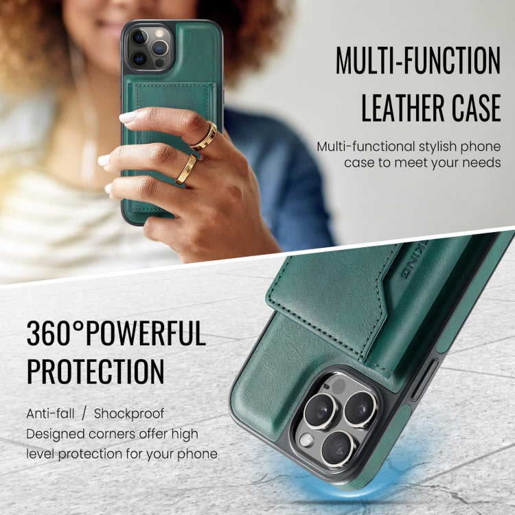 For iPhone 12 Pro Max MAGKING K2 Series MagSafe RFID Card Bag Detachable Phone Case(Green)