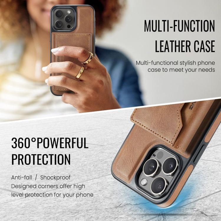 For iPhone 14 Pro Max MAGKING K2 Series MagSafe RFID Card Bag Detachable Phone Case(Brown)
