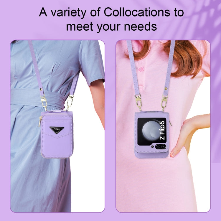 For Samsung Galaxy Z Flip5 POLA Multi-Card Slots Zipper Wallet Phone Case(Purple)