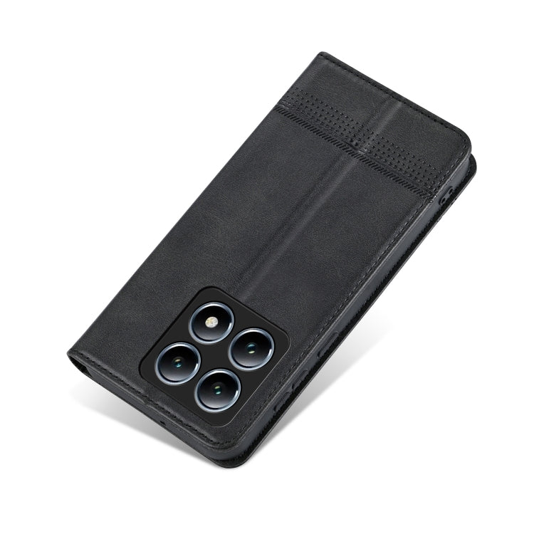For Xiaomi 14T Pro AZNS Magnetic Calf Texture Flip Leather Phone Case(Black)