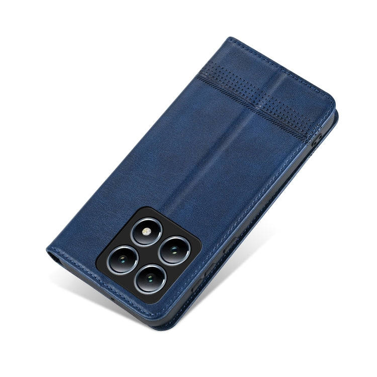 For Xiaomi 14T Pro AZNS Magnetic Calf Texture Flip Leather Phone Case(Dark Blue)