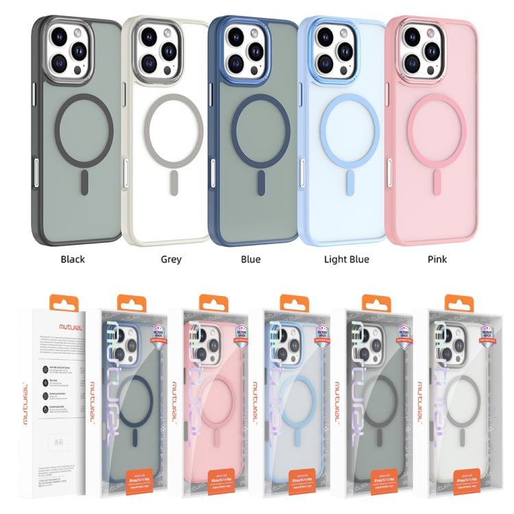 For iPhone 16 Pro Max Mutural Skin Feel Series Frosted MagSafe Magnetic Phone Case(Light Blue)