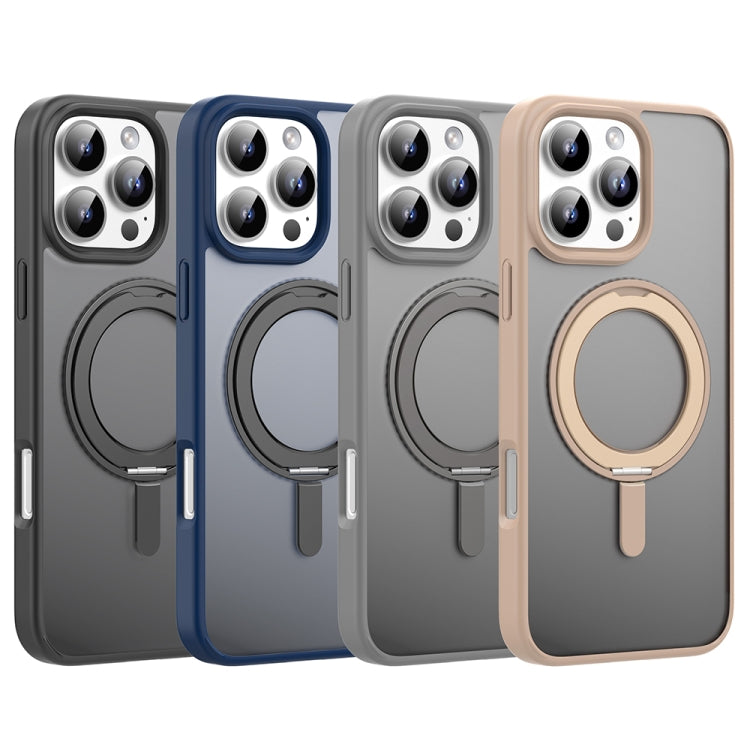For iPhone 16 Mutural Armor Series MagSafe Magnetic Holder Phone Case(Grey)