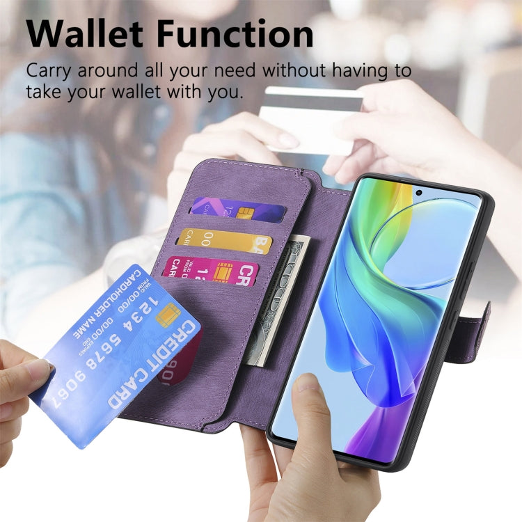 For vivo V29 Lite CaseNeo MagSafe RFID Anti-theft Retro Leather Phone Case(Purple)