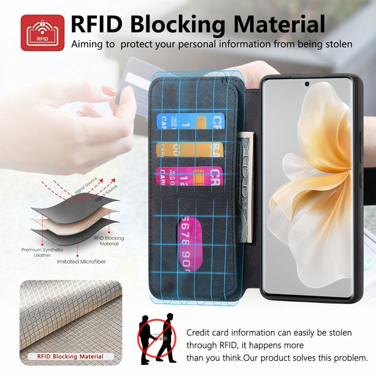 For vivo V40 Lite CaseNeo MagSafe RFID Anti-theft Retro Leather Phone Case(Black)