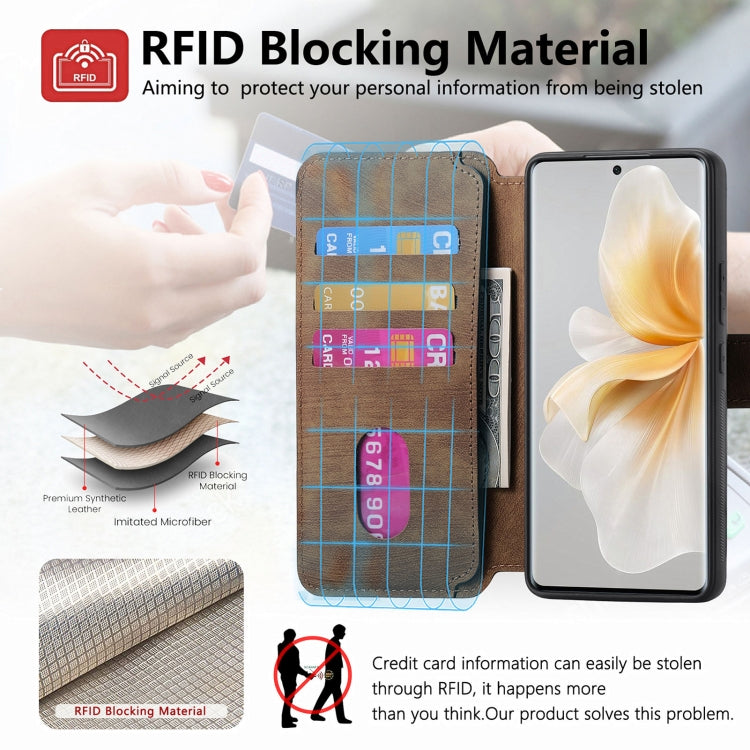 For vivo V40 Lite CaseNeo MagSafe RFID Anti-theft Retro Leather Phone Case(Brown)