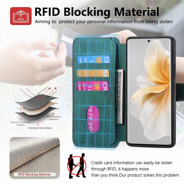For vivo V40 Lite CaseNeo MagSafe RFID Anti-theft Retro Leather Phone Case(Green)