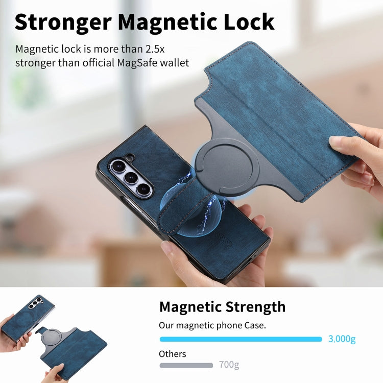 For Samsung Galaxy Z Fold6 CaseNeo MagSafe RFID Anti-theft Retro Leather Phone Case(Blue)
