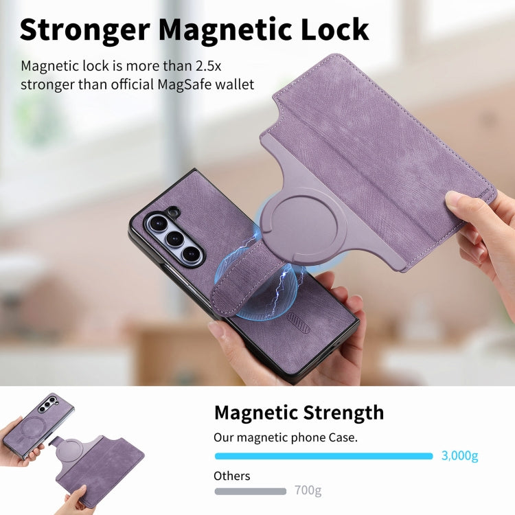For Samsung Galaxy Z Fold6 CaseNeo MagSafe RFID Anti-theft Retro Leather Phone Case(Purple)