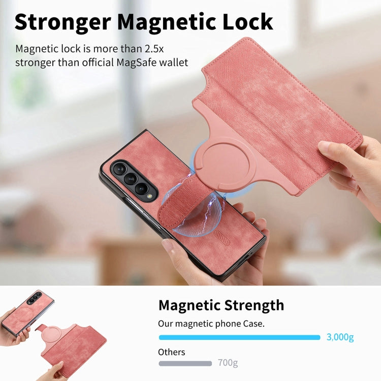 For Samsung Galaxy Z Fold3 CaseNeo MagSafe RFID Anti-theft Retro Leather Phone Case(Pink)