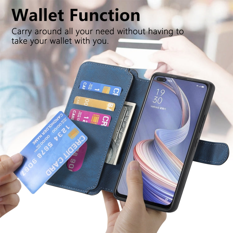 For OPPO A92s CaseNeo MagSafe RFID Anti-theft Retro Leather Phone Case(Blue)