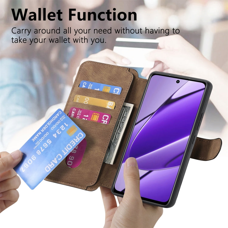 For Realme 11 5G Global / 11X CaseNeo MagSafe RFID Anti-theft Retro Leather Phone Case(Brown)