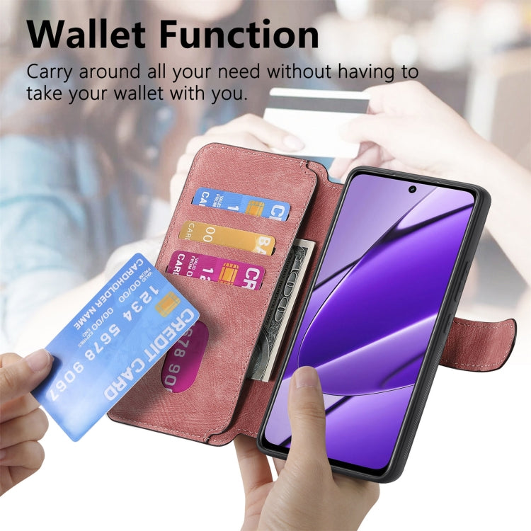 For Realme 11 5G Global / 11X CaseNeo MagSafe RFID Anti-theft Retro Leather Phone Case(Pink)