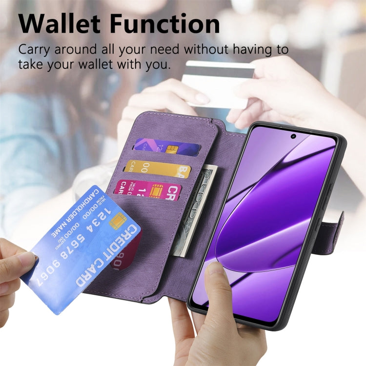 For Realme 11 5G Global / 11X CaseNeo MagSafe RFID Anti-theft Retro Leather Phone Case(Purple)