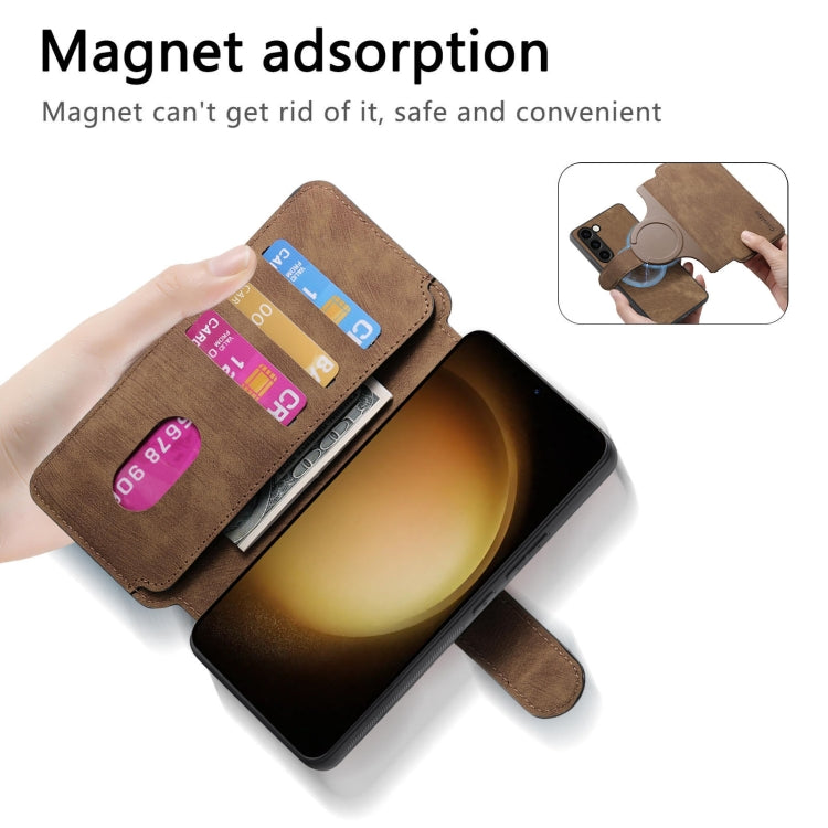 For Samsung Galaxy S23 5G CaseNeo MagSafe RFID Anti-theft Retro Leather Phone Case(Brown)
