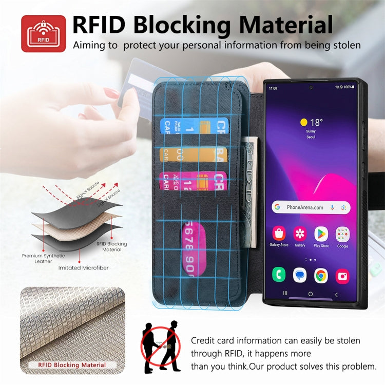 For Samsung Galaxy S22 Ultra 5G CaseNeo MagSafe RFID Anti-theft Retro Leather Phone Case(Black)