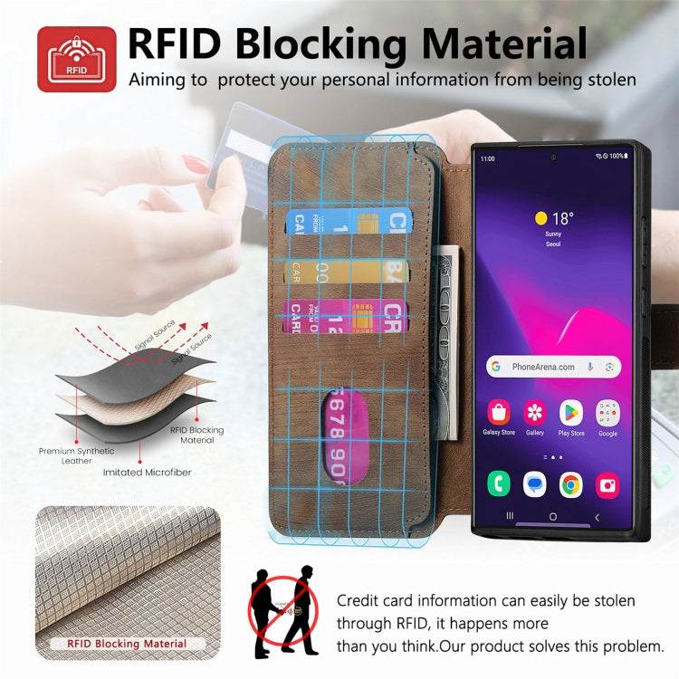For Samsung Galaxy S22 Ultra 5G CaseNeo MagSafe RFID Anti-theft Retro Leather Phone Case(Brown)