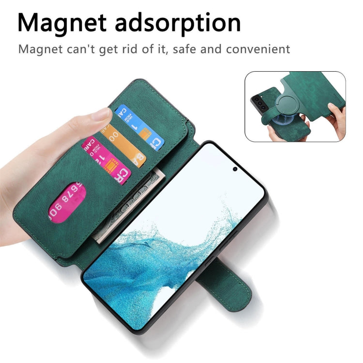 For Samsung Galaxy S22+ 5G CaseNeo MagSafe RFID Anti-theft Retro Leather Phone Case(Green)