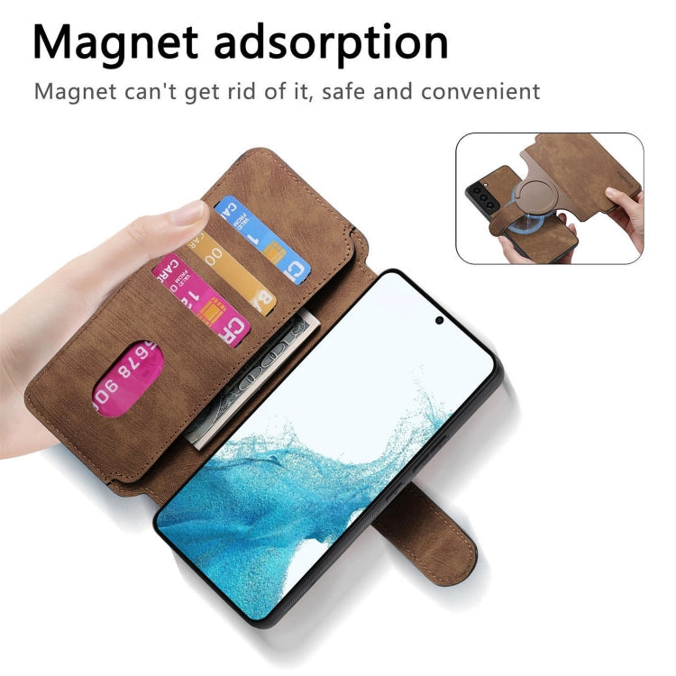 For Samsung Galaxy S21+ 5G CaseNeo MagSafe RFID Anti-theft Retro Leather Phone Case(Brown)