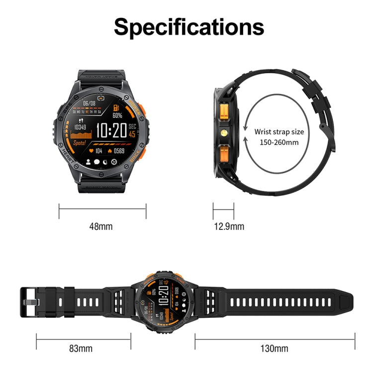 LEMFO K67 1.43 inch AMOLED Screen GPS Sports Smart Watch, Support Bluetooth Call / Health Monitoring(Black)