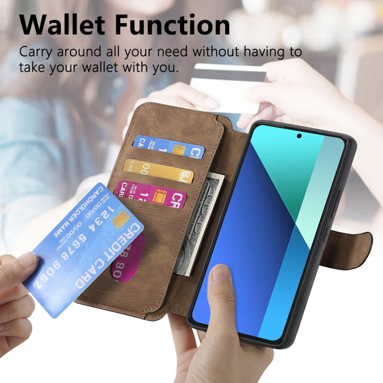 For Redmi Note 13 4G CaseNeo MagSafe RFID Anti-theft Retro Leather Phone Case(Brown)