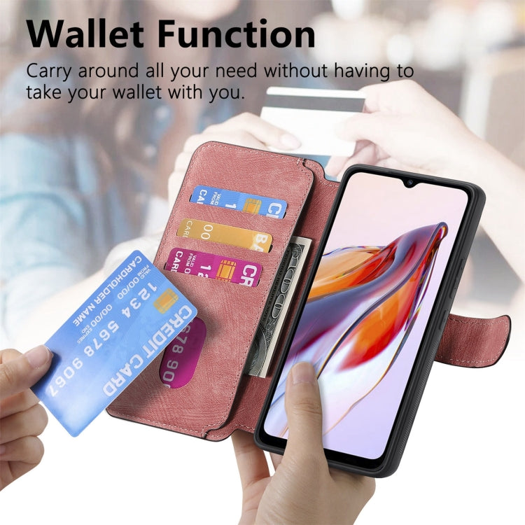 For Redmi 12C CaseNeo MagSafe RFID Anti-theft Retro Leather Phone Case(Pink)