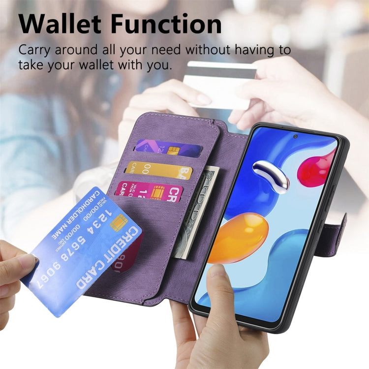 For Redmi Note 11S 4G CaseNeo MagSafe RFID Anti-theft Retro Leather Phone Case(Purple)