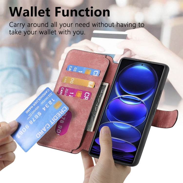 For Redmi Note 12 Pro+ 5G CaseNeo MagSafe RFID Anti-theft Retro Leather Phone Case(Pink)