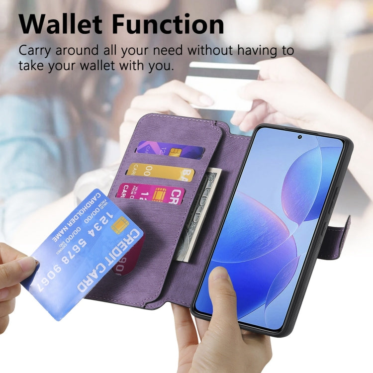 For Xiaomi Poco F6 Pro CaseNeo MagSafe RFID Anti-theft Retro Leather Phone Case(Purple)