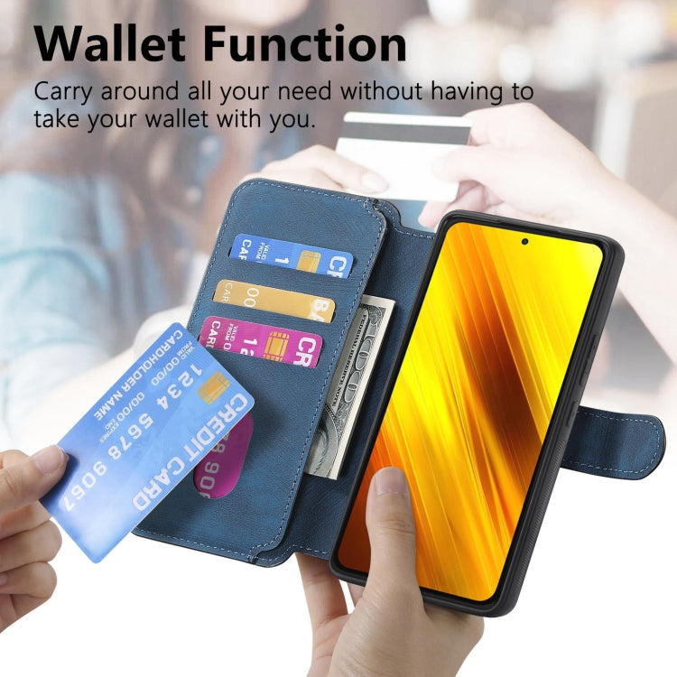 For Xiaomi Poco X3 NFC CaseNeo MagSafe RFID Anti-theft Retro Leather Phone Case(Blue)