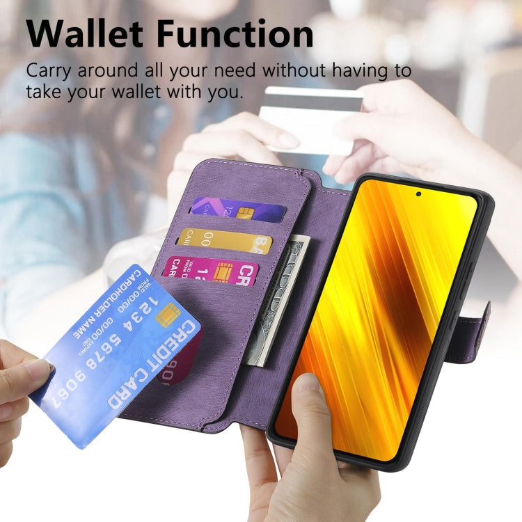 For Xiaomi Poco X3 NFC CaseNeo MagSafe RFID Anti-theft Retro Leather Phone Case(Purple)