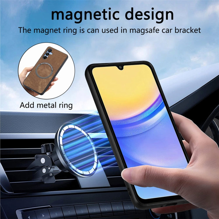 For Samsung Galaxy A15 5G CaseNeo MagSafe RFID Anti-theft Retro Leather Phone Case(Brown)