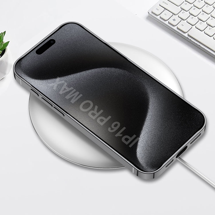 For iPhone 16 Pro Max GKK Plating Leather Wave MagSafe Phone Case(Grey)